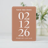 Terracotta Burn Orange Wedding Save the Date Cards Begleitkarte (Stehend Vorderseite)