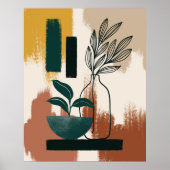 Terracotta Burnt Orange Abstrakt Botanisch Poster (Vorne)