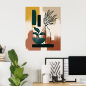 Terracotta Burnt Orange Abstrakt Botanisch Poster (Heimbüro)