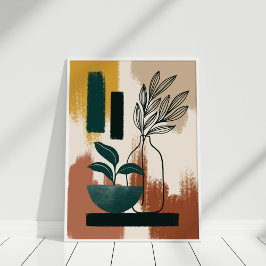Terracotta Burnt Orange Abstrakt Botanisch Poster