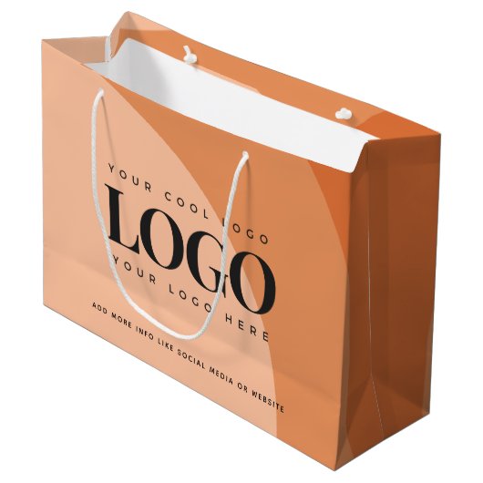 Terracotta Burnt Orange Add Your Business Logo Große Geschenktüte (Vorderseite Schrägansicht)