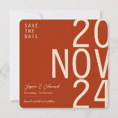 Terracotta Burnt Orange & Beige Boho Rustikale Mod Save The Date (Vorderseite)