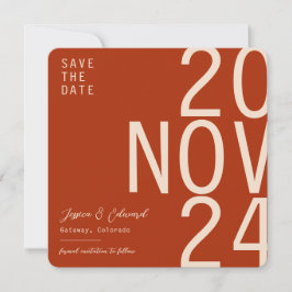 Terracotta Burnt Orange & Beige Boho Rustikale Mod Save The Date