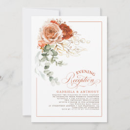 Terracotta Burnt Orange Blume Hochzeitsempfang Einladung