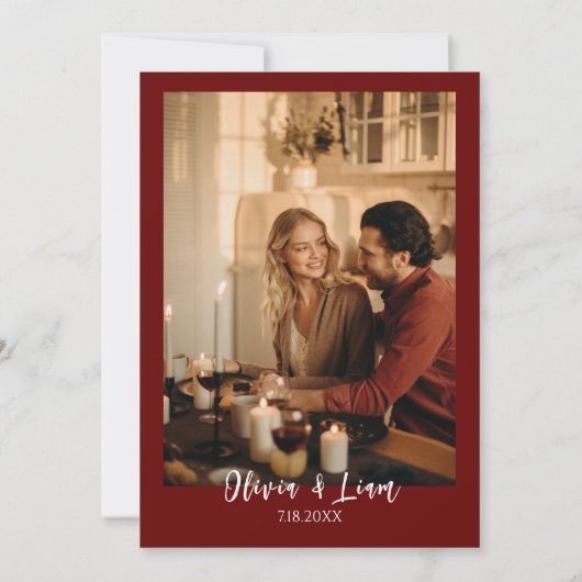 Terracotta Burnt Orange Boho Foto Wedding Einladung (Rückseite)