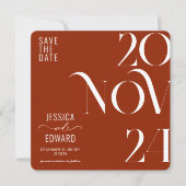 Terracotta Burnt Orange Boho Rustikale Einfache Mo Save The Date (Vorderseite)