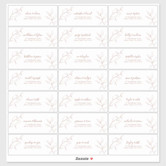 Terracotta Burnt Orange Botanische Gastadresse Aufkleber (Blatt)