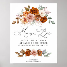 Terracotta Burnt Orange  Bridal Shower Mimosa Bar Poster