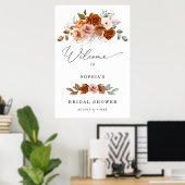Terracotta Burnt Orange Bridal Shower Welcome Poster (Heimbüro)