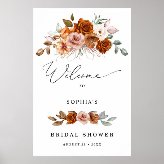 Terracotta Burnt Orange Bridal Shower Welcome Poster (Vorne)