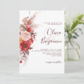 Terracotta Burnt Orange Burgundy Boho Wedding Einladung (Stehend Vorderseite)