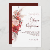 Terracotta Burnt Orange Burgundy Boho Wedding Einladung (Vorne/Hinten)