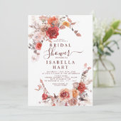 Terracotta Burnt Orange Burgundy Brautparty Einladung (Stehend Vorderseite)