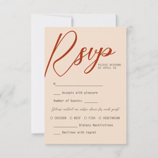 Terracotta Burnt Orange Chic UAWG Calligraphie RSVP Karte (Rückseite)