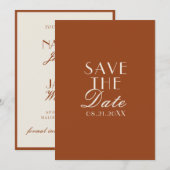 Terracotta Burnt Orange Cream Old Money Wedding Save The Date (Vorne/Hinten)