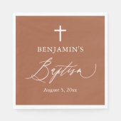 Terracotta Burnt Orange Cross Taufpapier Napkin Serviette (Vorderseite)