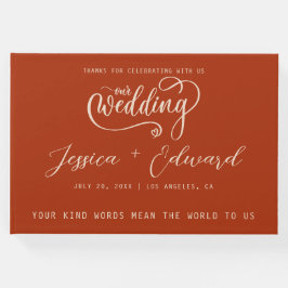 Terracotta Burnt Orange Elegante Moderne Minimalis Gästebuch