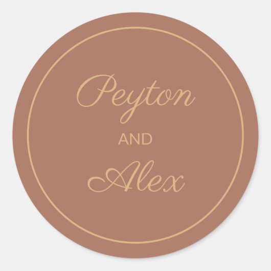 Terracotta Burnt Orange Fall Bride Ground Name Runder Aufkleber (Vorderseite)