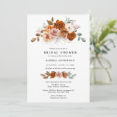 Terracotta Burnt Orange Floral Bridal Shower Einladung (Stehend Vorderseite)