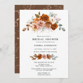Terracotta Burnt Orange Floral Bridal Shower Einladung (Vorne/Hinten)