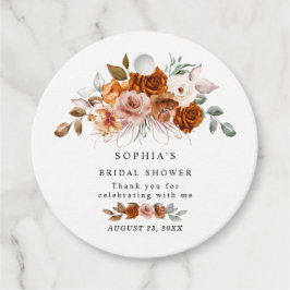 Terracotta Burnt Orange Floral Bridal Shower Geschenkanhänger