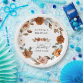 Terracotta Burnt Orange Floral Bridal Shower Pappteller (Party)