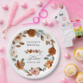 Terracotta Burnt Orange Floral Bridal Shower Pappteller (Party)