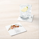 Terracotta Burnt Orange Floral Bridal Shower Rechteckiger Pappuntersetzer (Vor Ort)