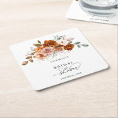 Terracotta Burnt Orange Floral Bridal Shower Rechteckiger Pappuntersetzer (angewinkelt)