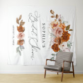 Terracotta Burnt Orange Floral Bridal Shower Wandteppich (Beispiel (Horizontal))
