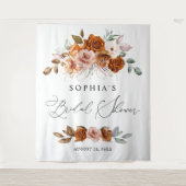 Terracotta Burnt Orange Floral Bridal Shower Wandteppich (Vorderseite)