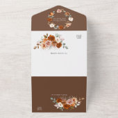 Terracotta Burnt Orange Floral Wedding All-In-One All In One Einladung (Außenbereich)