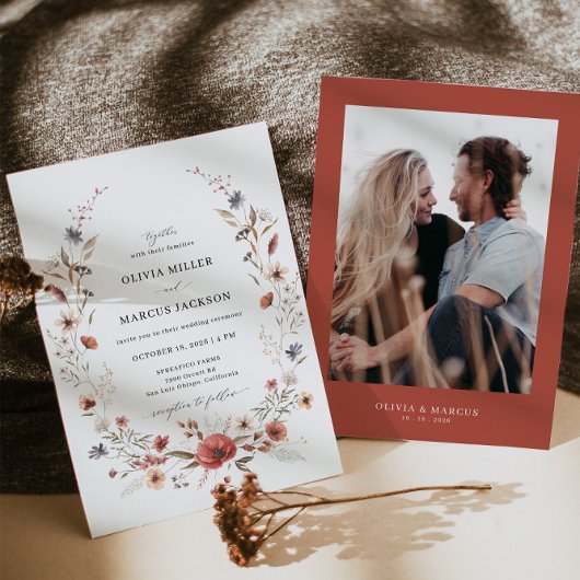 Terracotta Burnt Orange Floral Wedding Einladung