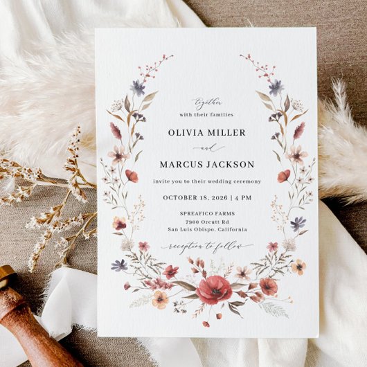 Terracotta Burnt Orange Floral Wedding Einladung