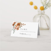 Terracotta Burnt Orange Floral Wedding Platzkarte (Vorderseite)