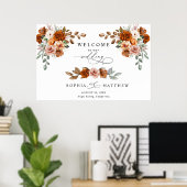 Terracotta Burnt Orange Floral Wedding Poster (Heimbüro)