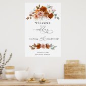 Terracotta Burnt Orange Floral Wedding Poster (Küche)