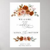 Terracotta Burnt Orange Floral Wedding Poster (Vorne)