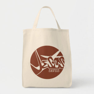 Terracotta Burnt Orange Jesus Rette Graffiti Tragetasche