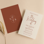 Terracotta Burnt Orange Modern Boho Wedding Einladung<br><div class="desc">Terracotta Burnt Orange Moderne Boho Hochzeitseinladung. Monogramm hinten.</div>