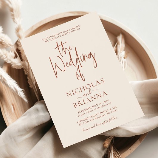 Terracotta Burnt Orange Modern Boho Wedding Einladung