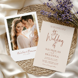 Terracotta Burnt Orange Modern Boho Wedding Foto Einladung