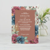 Terracotta Burnt Orange Moderne Rustikale Hochzeit Einladung (Stehend Vorderseite)