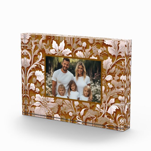 Terracotta Burnt Orange Modernes botanisches Boho Fotoblock (Rechts)