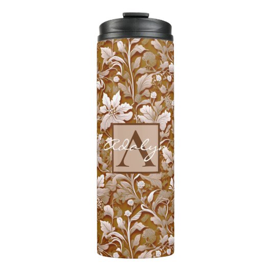 Terracotta Burnt Orange Modernes botanisches Boho Thermosbecher (Vorderseite)