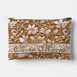 Terracotta Burnt Orange Modernes botanisches Boho Zubehörtasche