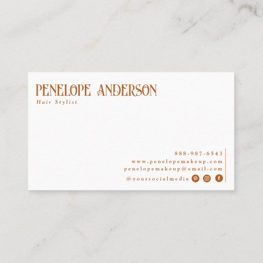 Terracotta Burnt Orange Neutral Modern Boho Visitenkarte (Rückseite)