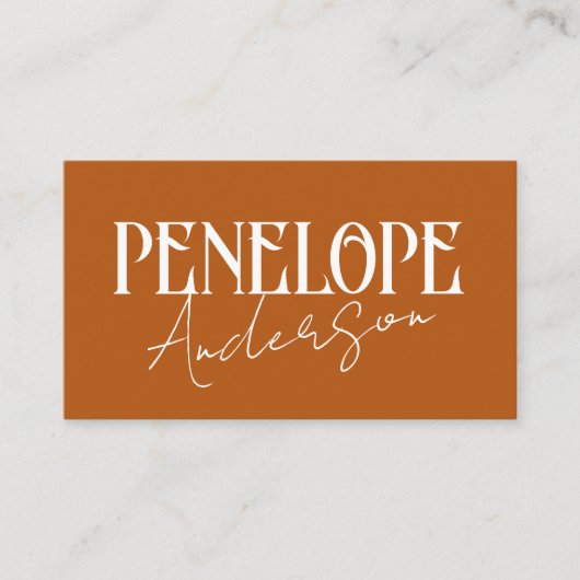 Terracotta Burnt Orange Neutral Modern Boho Visitenkarte (Vorderseite)