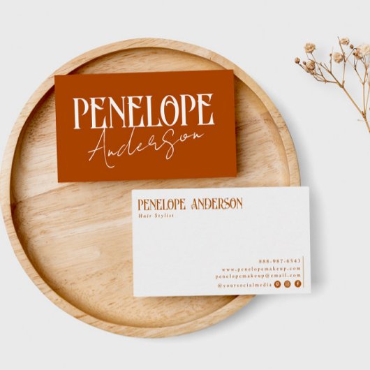 Terracotta Burnt Orange Neutral Modern Boho Visitenkarte