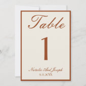 Terracotta Burnt Orange Old Money Wedding Table Einladung (Vorderseite)